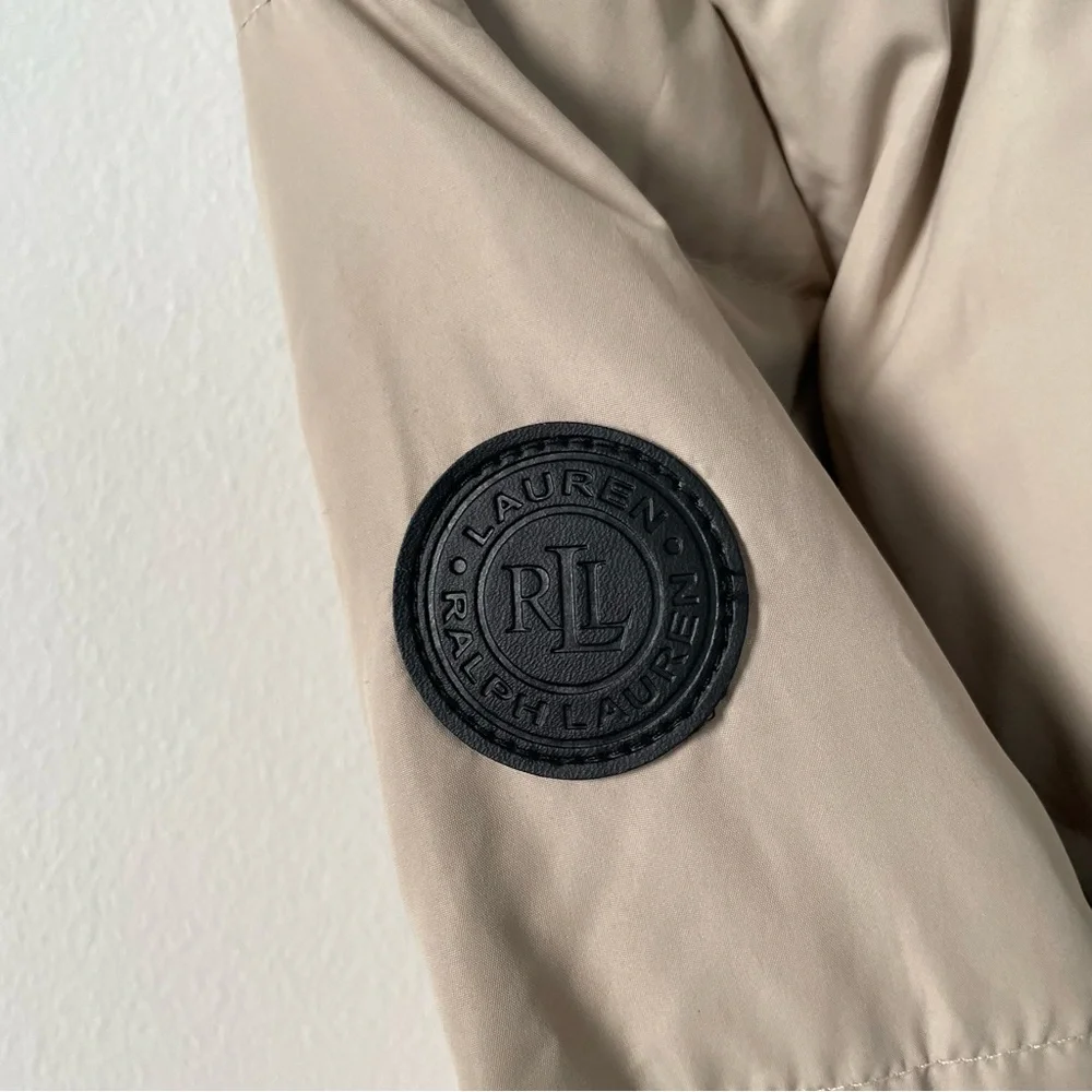Lauren Ralph Lauren Tan Pillow Hood Longline Down and Feather Jacket Coat Size S - Picture 3 of 7